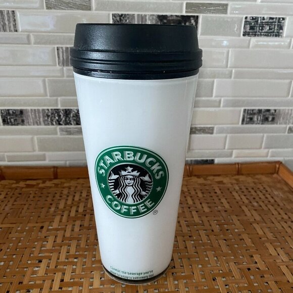 Starbucks Classic Style Logo Tumbler White Green Siren Mermaid 2008 16 Oz - Picture 1 of 6
